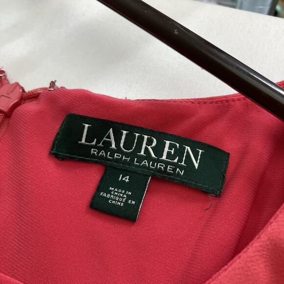 Lauren Ralph Lauren Womens Coral Layered Tunic Dress Size 14 Flowy Summer Beachy - Picture 5 of 13